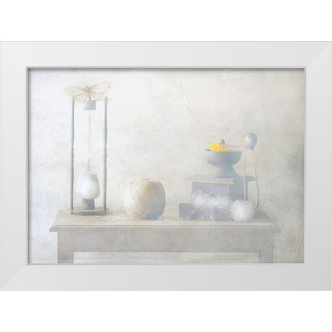 Enjoy The Time... White Modern Wood Framed Art Print by Devos, Delphine
