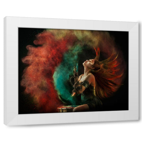 Fire Dance White Modern Wood Framed Art Print by Kisworo, Sebastian