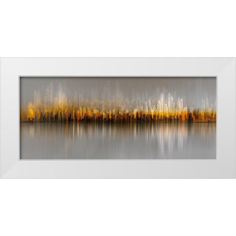 Dubai Skyline White Modern Wood Framed Art Print by Chiriaco, Carmine