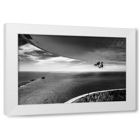 Dangling Shoes White Modern Wood Framed Art Print by Achtergarde, Burkhard