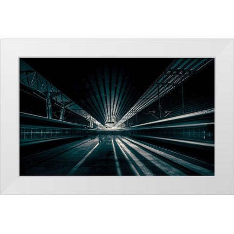 Platform Beijing White Modern Wood Framed Art Print by Baidongyun
