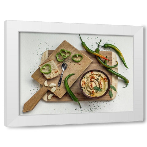 Hummus White Modern Wood Framed Art Print by Lazarov, Dimitar