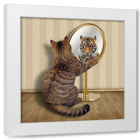 Megalomania.... White Modern Wood Framed Art Print by Kuznetsova, Iryna