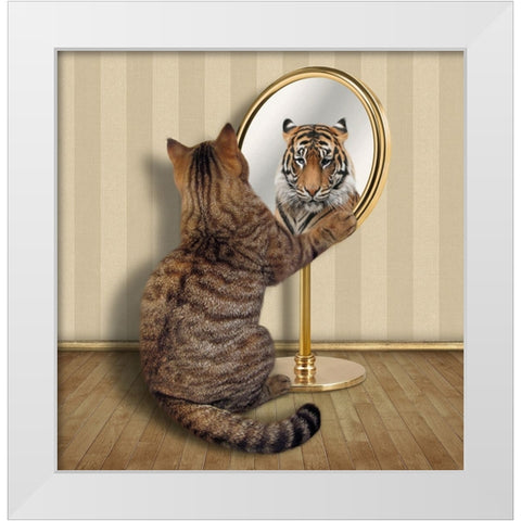 Megalomania.... White Modern Wood Framed Art Print by Kuznetsova, Iryna