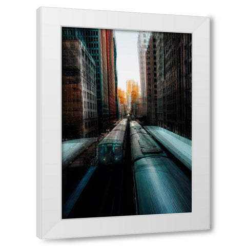 Chicagos Station White Modern Wood Framed Art Print by Chiriaco, Carmine