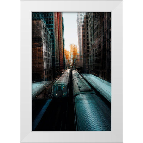 Chicagos Station White Modern Wood Framed Art Print by Chiriaco, Carmine