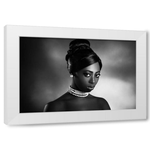 The White Pearls White Modern Wood Framed Art Print by Tambe, Peppe