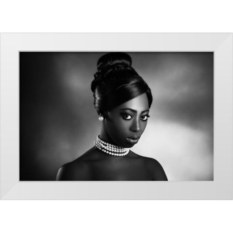 The White Pearls White Modern Wood Framed Art Print by Tambe, Peppe