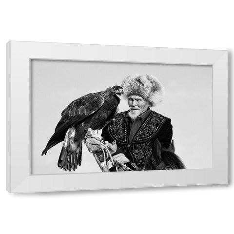 Eagle And Old Man White Modern Wood Framed Art Print by Shen, Shirley