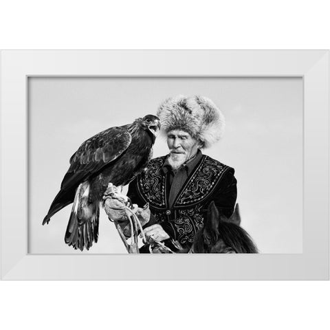 Eagle And Old Man White Modern Wood Framed Art Print by Shen, Shirley