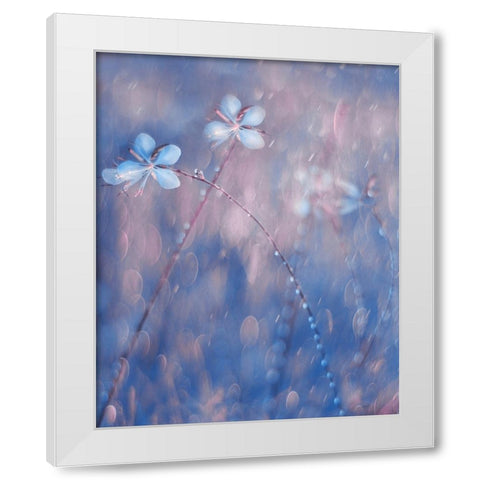 The Flower Duet White Modern Wood Framed Art Print by Devos, Delphine