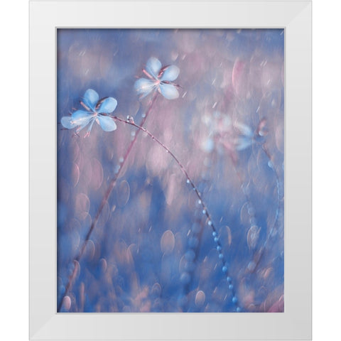The Flower Duet White Modern Wood Framed Art Print by Devos, Delphine