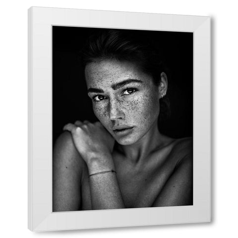 Freckles [Romi] White Modern Wood Framed Art Print by Krystynek Mqep, Martin