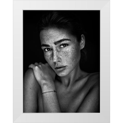Freckles [Romi] White Modern Wood Framed Art Print by Krystynek Mqep, Martin