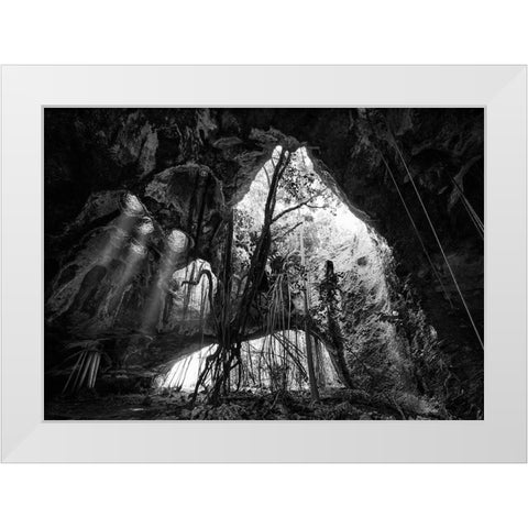 Middle Caicos Cave In Bw White Modern Wood Framed Art Print by Anderson, Matt