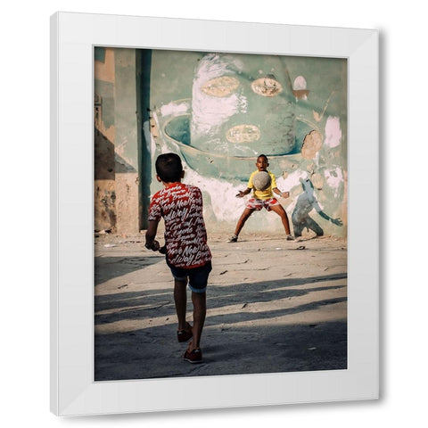Futbol White Modern Wood Framed Art Print by Bauer, Andreas