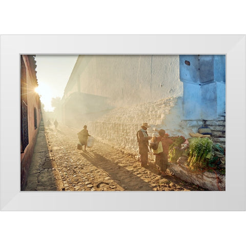 Morning In City Chichicastenango, Guatemala White Modern Wood Framed Art Print by Froyda, Martin