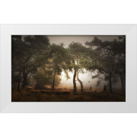 Foggy Memory  Of The Past White Modern Wood Framed Art Print by Dingemans, Saskia