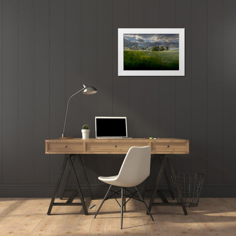 In The Morning Pink White Modern Wood Framed Art Print by Malovrh, Milan