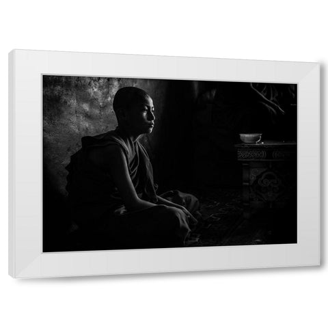 Novice In The Dark White Modern Wood Framed Art Print by Tagliarino, Marco