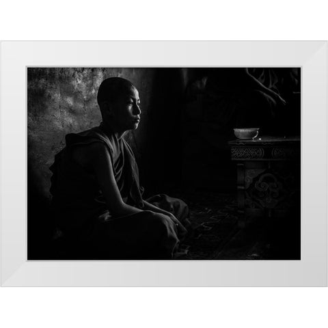 Novice In The Dark White Modern Wood Framed Art Print by Tagliarino, Marco