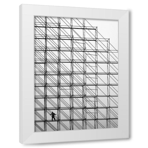 Cube White Modern Wood Framed Art Print by Dong Hee, Han
