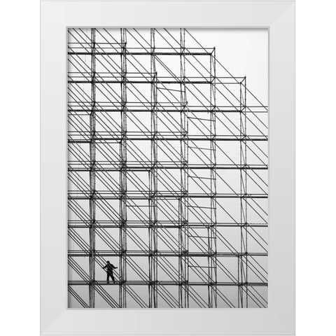 Cube White Modern Wood Framed Art Print by Dong Hee, Han