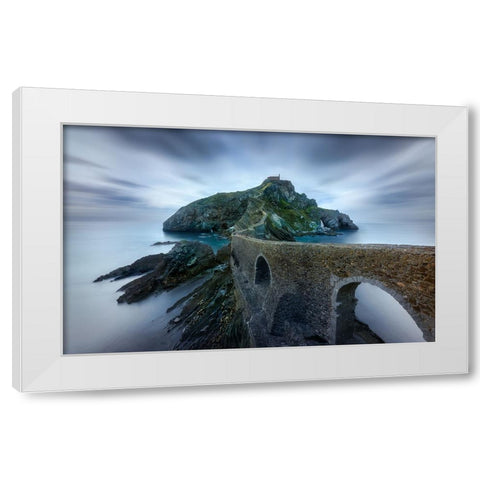 Games Of Thrones - Dragonstone Island -San Juan De Gaztelugatxe White Modern Wood Framed Art Print by M. Garcia, Jesus