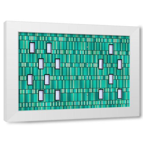 Green Facade White Modern Wood Framed Art Print by aRRO