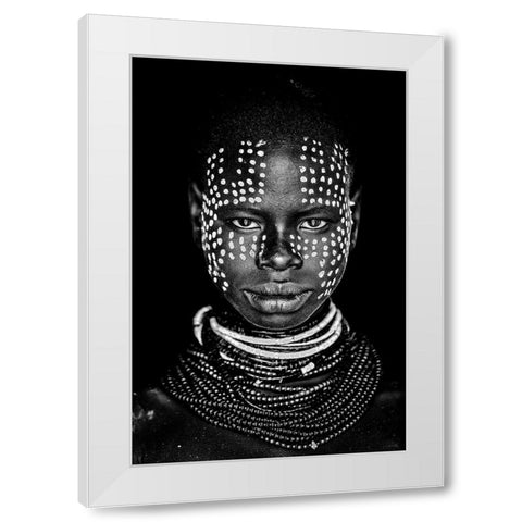 Karo Woman White Modern Wood Framed Art Print by Vidak, Vedran