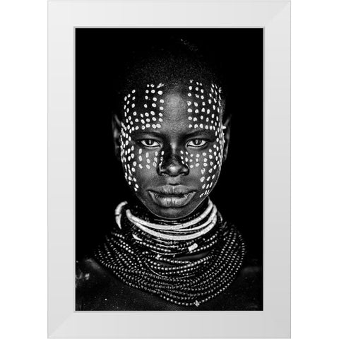 Karo Woman White Modern Wood Framed Art Print by Vidak, Vedran