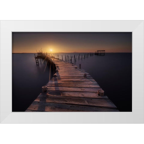 The Dock White Modern Wood Framed Art Print by Ferrero, Ivan