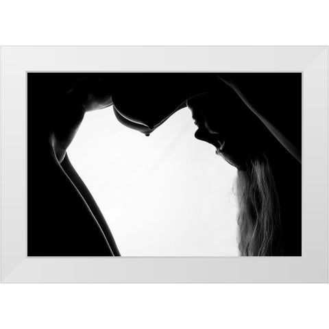 Shape White Modern Wood Framed Art Print by D. Pop, Ovi