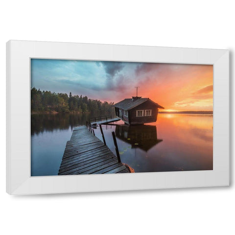 The Inclined Sauna White Modern Wood Framed Art Print by Beresford Harris, Richard