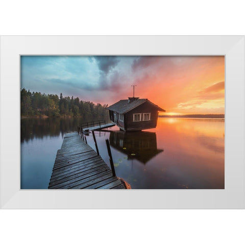 The Inclined Sauna White Modern Wood Framed Art Print by Beresford Harris, Richard