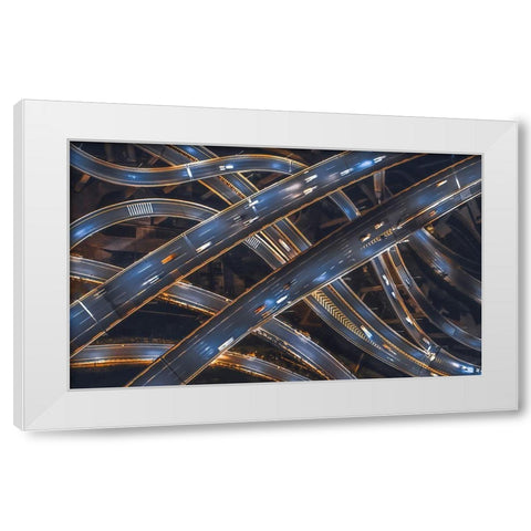 Network White Modern Wood Framed Art Print by Tianqi