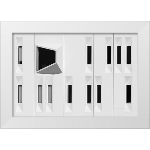 Essent Building Venlo White Modern Wood Framed Art Print by Niezen, Jan