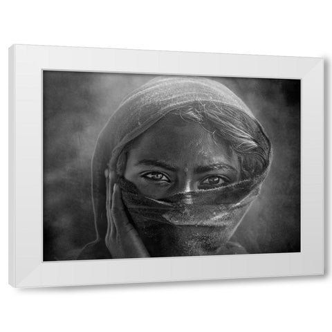 Tribal Girl White Modern Wood Framed Art Print by Yosifov, Svetlin