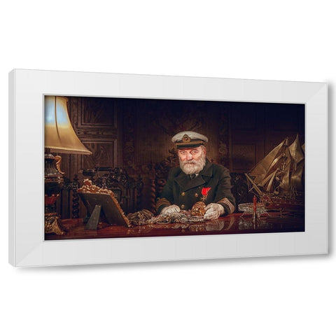Capitan Of Qtitanicq White Modern Wood Framed Art Print by Rekhov, Sergej