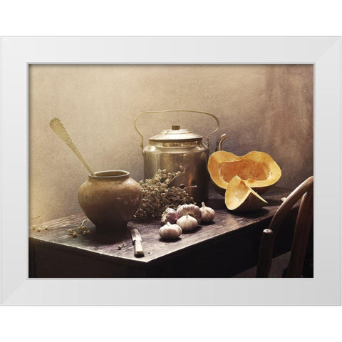 Still Life With Pumpkins#15C White Modern Wood Framed Art Print by Ustinagreen