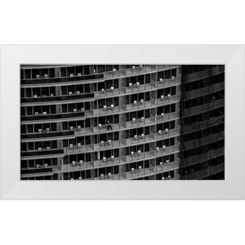 Theater Curtain. Arriba El Telon White Modern Wood Framed Art Print by Estrada