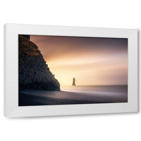 Sunrise In Reynisfjara White Modern Wood Framed Art Print by Ruiz Dueso, Jorge