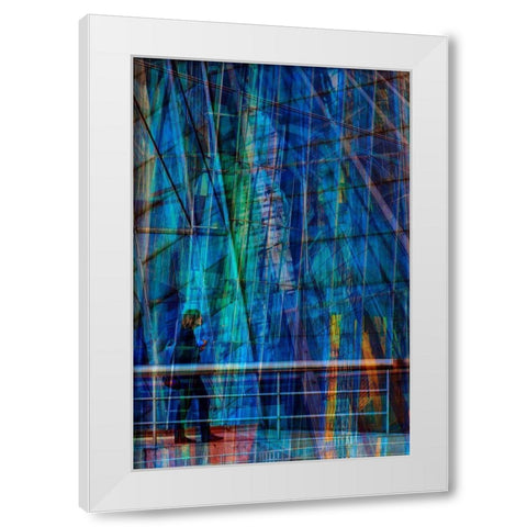 Blu White Modern Wood Framed Art Print by Della Latta, Massimo