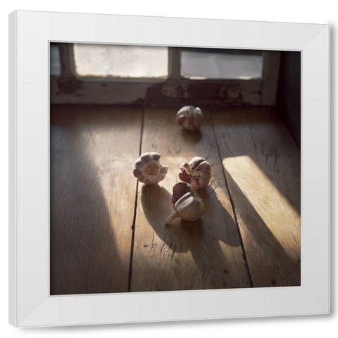 Garlics White Modern Wood Framed Art Print by Laercio, Luiz