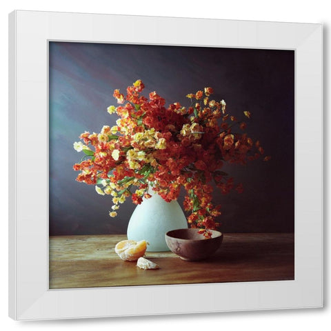 Tangerine White Modern Wood Framed Art Print by Laercio, Luiz