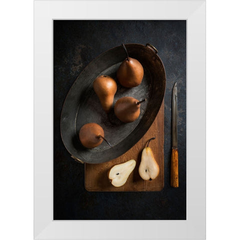 Pears White Modern Wood Framed Art Print by Popescu, Diana