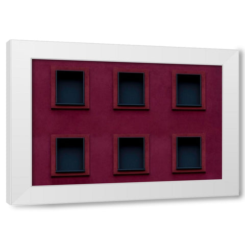 Purple Six  White Modern Wood Framed Art Print by Block, Sascha