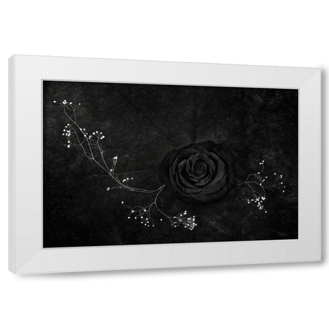 Rose Noire White Modern Wood Framed Art Print by Clough, Stephen