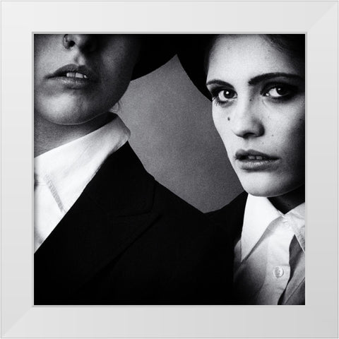 Blues Sisters White Modern Wood Framed Art Print by Schaller, Peter