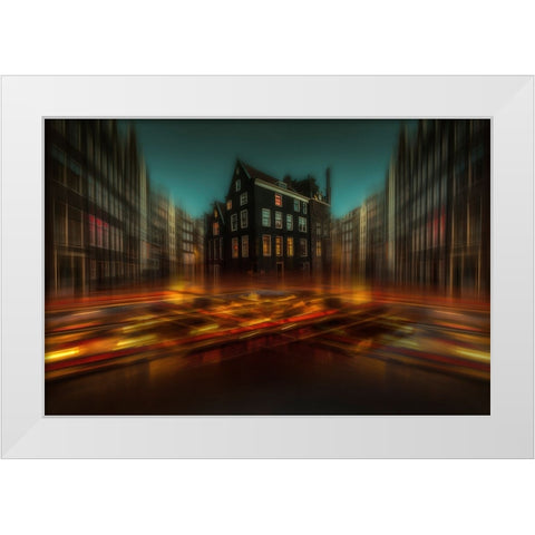 Amsterdam Lights White Modern Wood Framed Art Print by aRRO